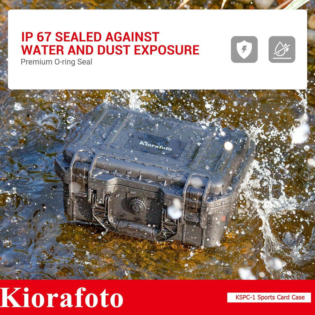 Kiorafoto Graded Card Case, IP67 wasserdichte Sammelkarten Koffer für100+ 3 "x 4" 35pt Toploader ode