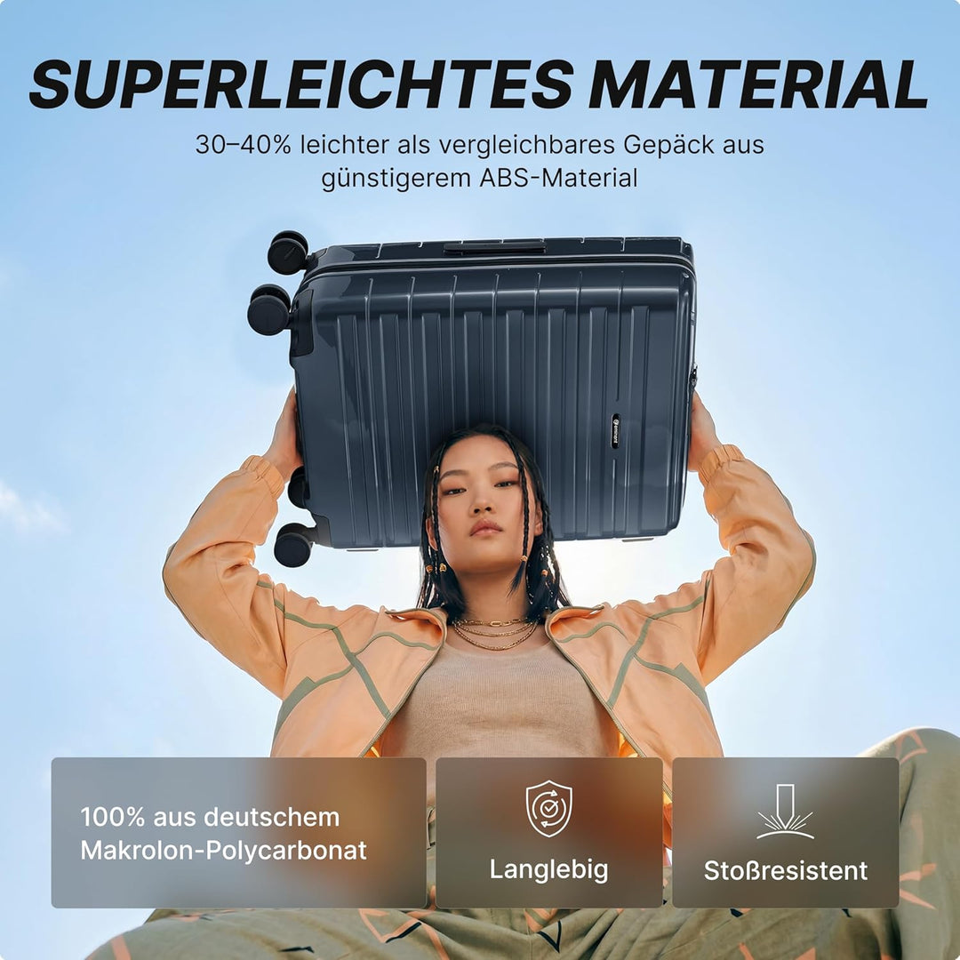 Eminent Voyager Koffer Gross 77x51x30 cm, Erweiterbar, Hartschalenkoffer, 4 Rollen, Leicht, TSA Schl