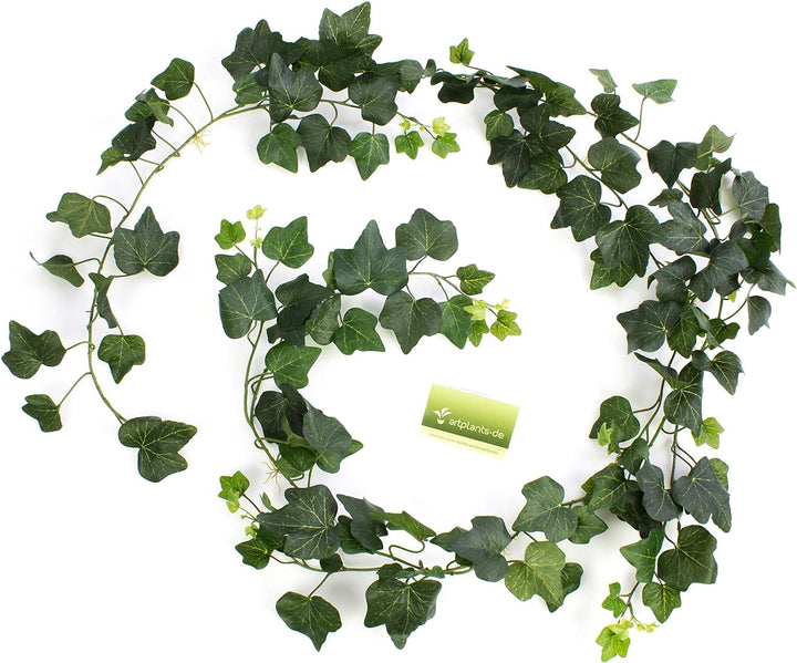 artplants.de Künstliche Efeugirlande Till, grün, 148 Blätter, 205cm, uv - sicher - Deko Efeupflanze