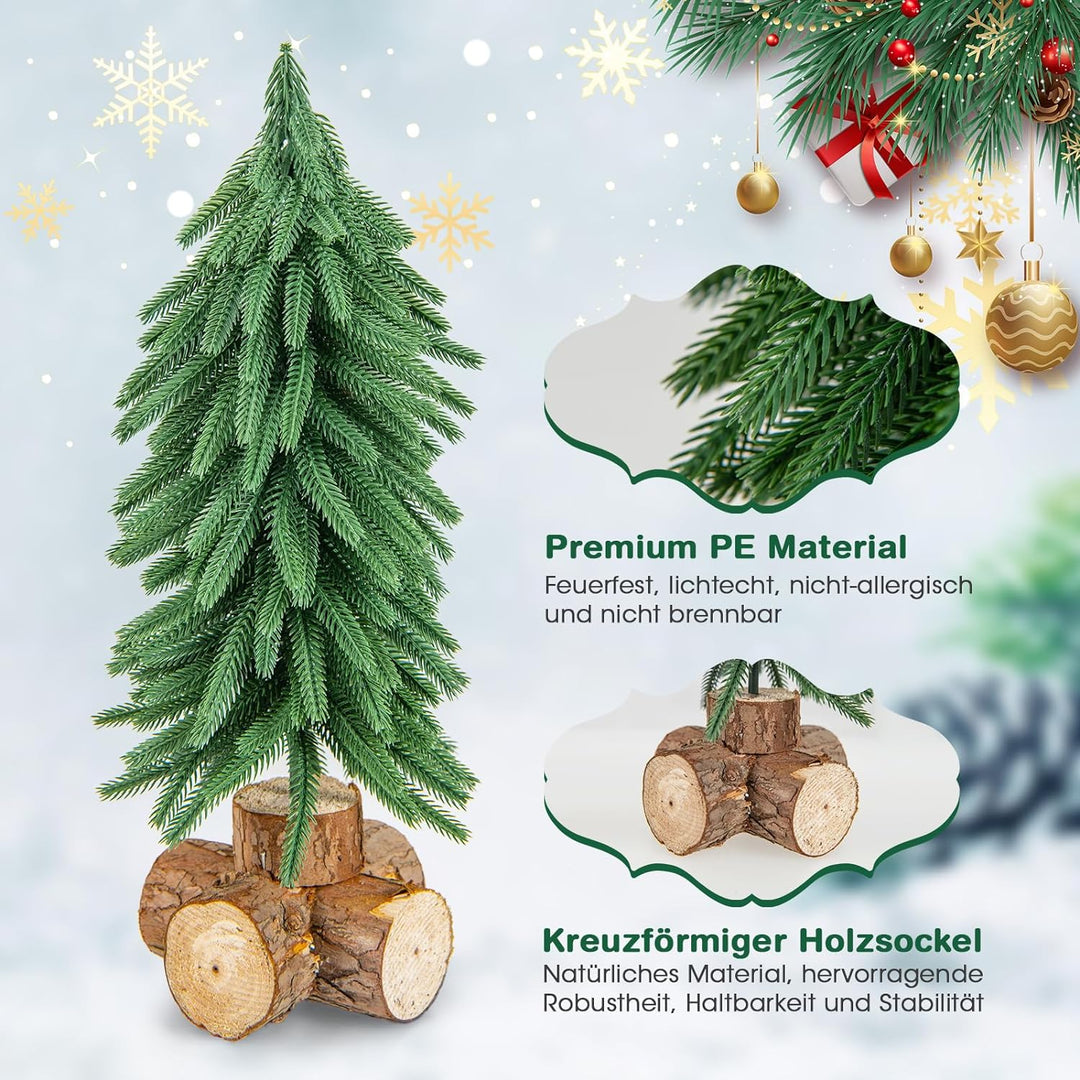 GOPLUS Mini-Weihnachtsbaum 40cm, Künstlicher Tannenbaum auf Holzfuss mit 200 PE-Zweigspitzen, Kleine