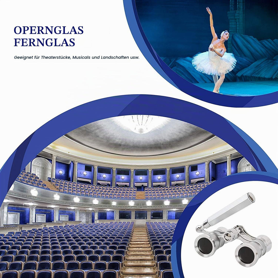 Aomekie Opernglas Theaterglas mit ausziehbarem Griff 3X Vergrösserung für Theater Konzert Pferderenn