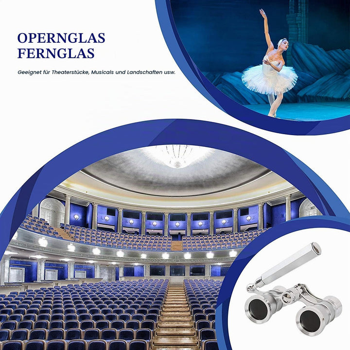 Aomekie Opernglas Theaterglas mit ausziehbarem Griff 3X Vergrösserung für Theater Konzert Pferderenn