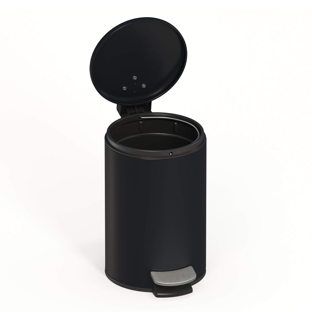 3 Liter Treteimer Edelstahl schwarz matt mit Absenkautomatik Klappdeckel leise schliessend Softclose