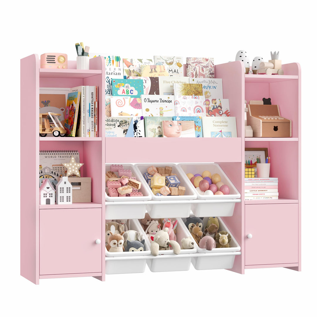 FOREHILL Kinderregal mit Kinderbücherregal Kinderzimmer Möbel aus Holz Bücherregal für Kinder mit Au