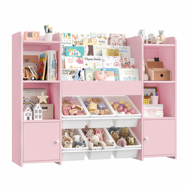 FOREHILL Kinderregal mit Kinderbücherregal Kinderzimmer Möbel aus Holz Bücherregal für Kinder mit Au