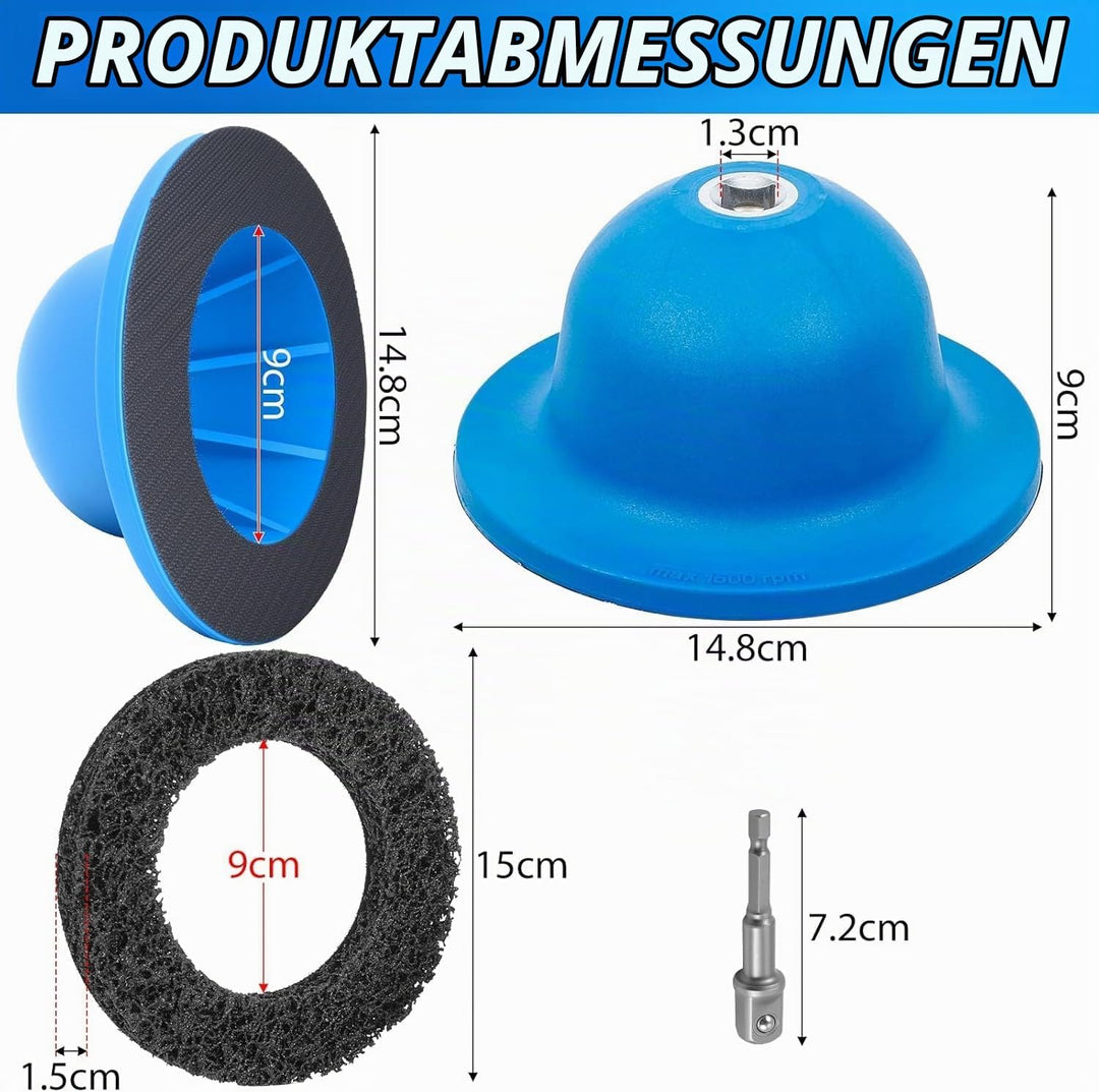Silizium Karbid Radnabenschleifer mit Akkuschrauber-Adapter inkl, Innen-Ø 90mm Aussen-Ø 150mm Kugelk