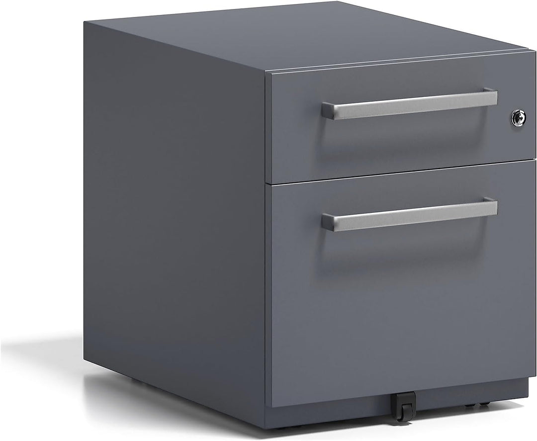 BISLEY Rollcontainer Note mit Griff, 1 Universalschublade, 1 HR-Schublade, Metall, 634 Anthrazitgrau