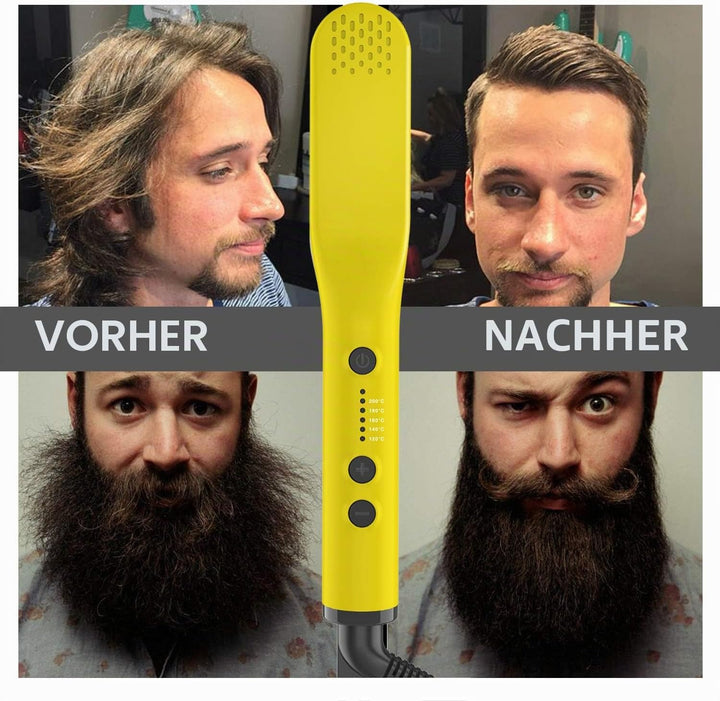 Bartglätter Kamm für Männer, Axceed 2-in1 Elektrischer Haarglätter, Prämie Ionischer Bürste 30s Schn