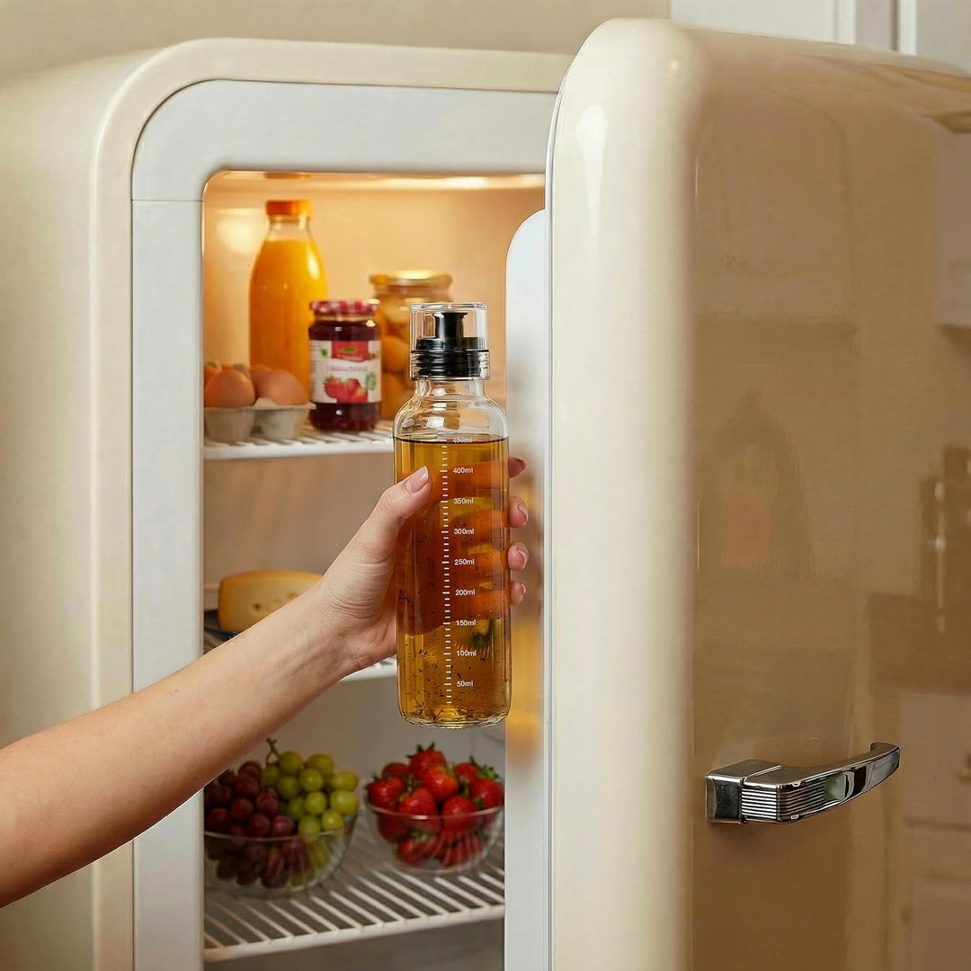 Dressingshaker aus Glas mit Skalierung 450ml | Dressing Behälter mit tropffreien Ausguss, spülmaschi