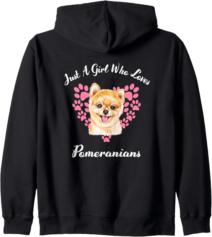 Just A Girl Who Loves Pomeranians Hunde Süsser Welpe Kapuzenjacke
