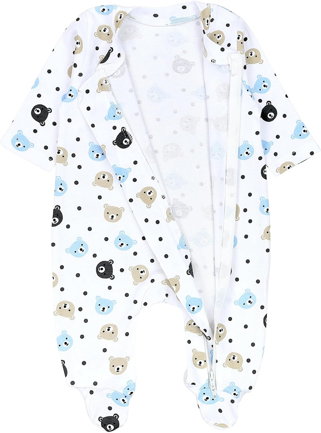 TupTam Unisex Schlafstrampler 3er Pack Baumwolle mit Reissverschluss 56 Bären Hellblau Beige Grau, 5