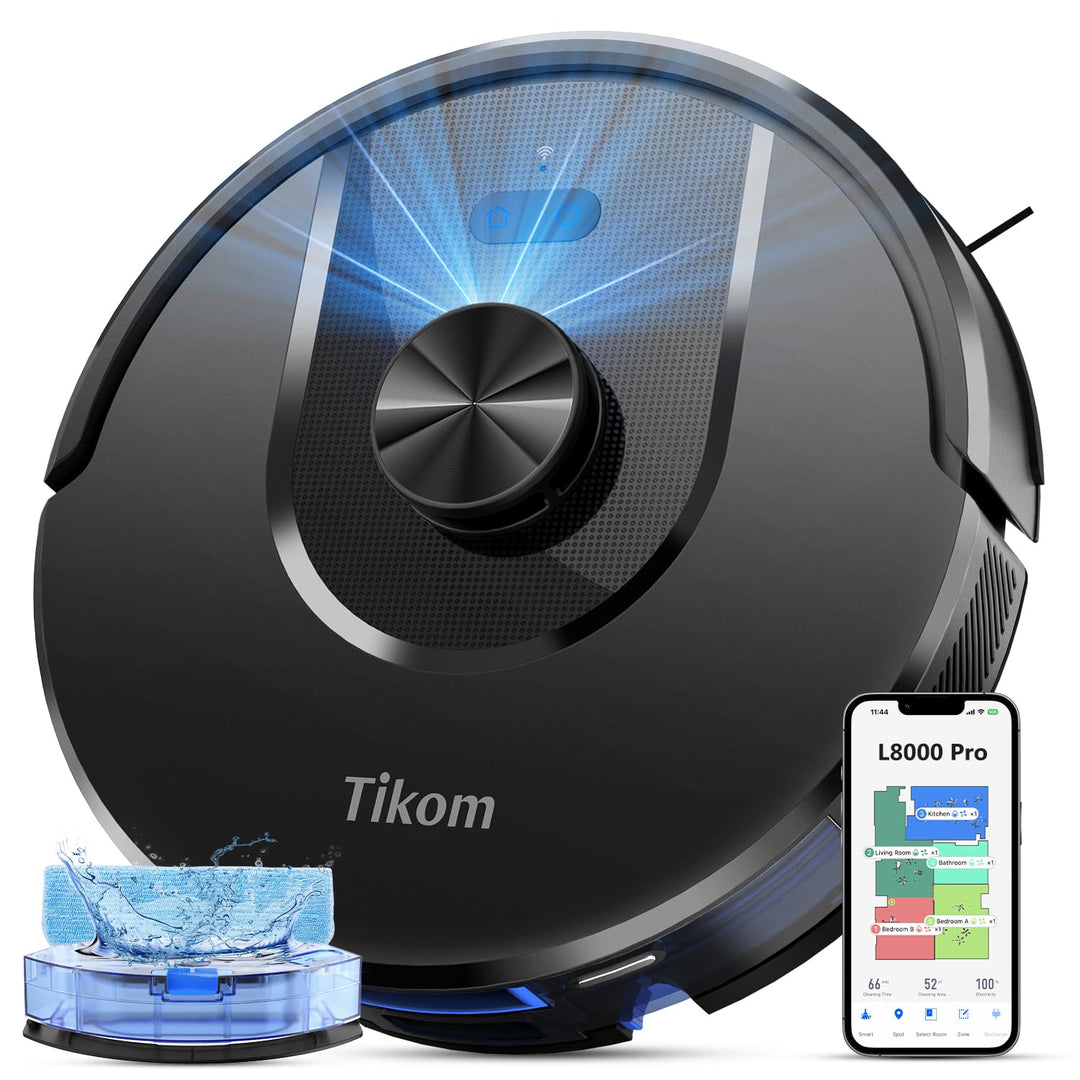 Tikom Saugroboter mit Wischfunktion, 6000Pa Staubsauger Roboter mit LiDAR Navigation, 150Min Max, AP