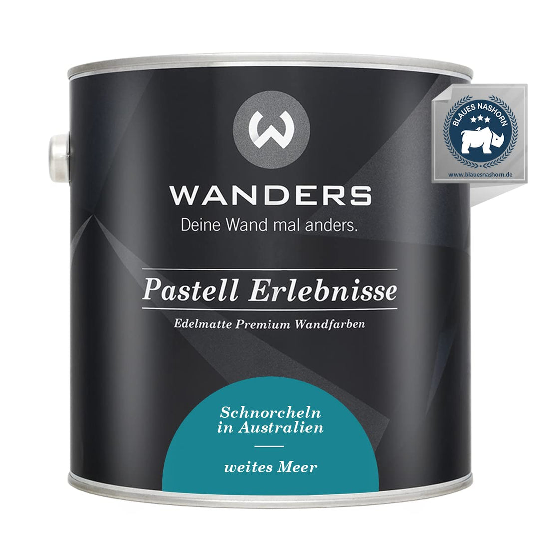 Wanders24 Pastell Erlebnisse (2,5 Liter, weites Meer) edelmatte Wandfarbe - Feine Farben - in 90 Far