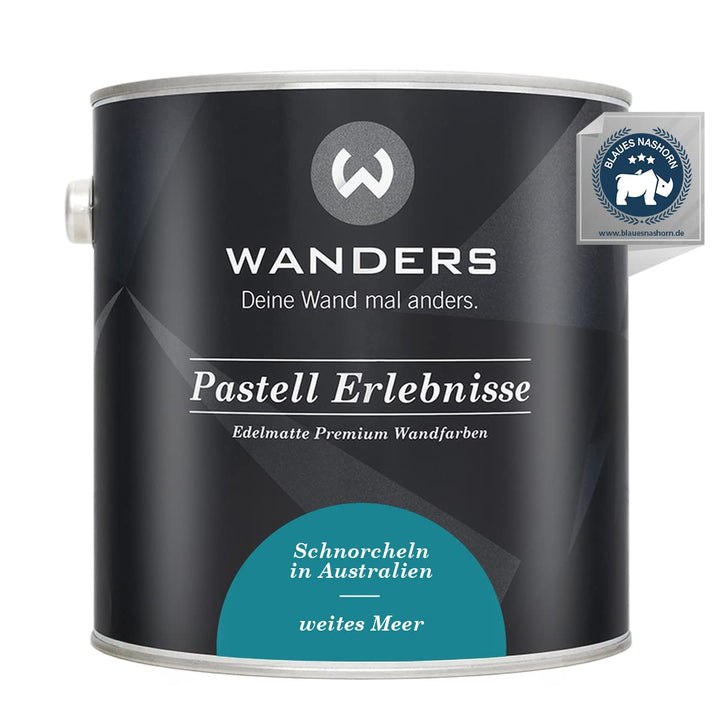 Wanders24 Pastell Erlebnisse (2,5 Liter, weites Meer) edelmatte Wandfarbe - Feine Farben - in 90 Far
