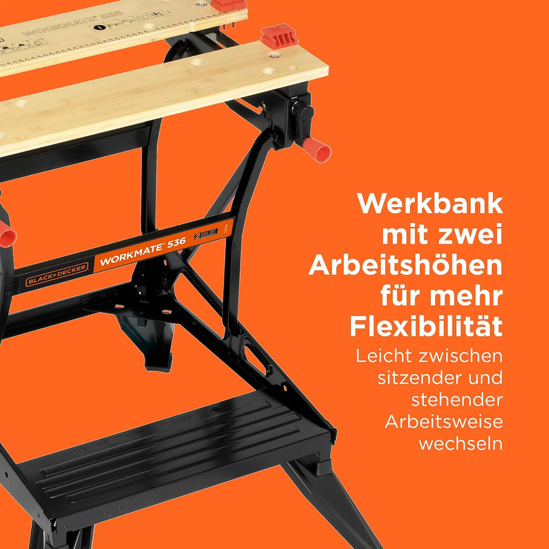 Black+Decker flexible Werkbank WM536 mit grosser Arbeitsfläche – Höhenverstellbar und einfach handzu