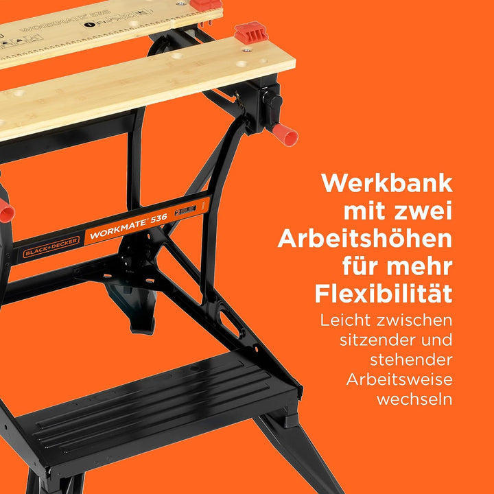 Black+Decker flexible Werkbank WM536 mit grosser Arbeitsfläche – Höhenverstellbar und einfach handzu