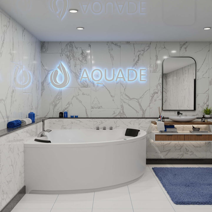 Aquade Acryl Eckbadewanne 140x140 Modell: Koblenz - Weiss Badewanne Komplettset 140x140 - Badewannen