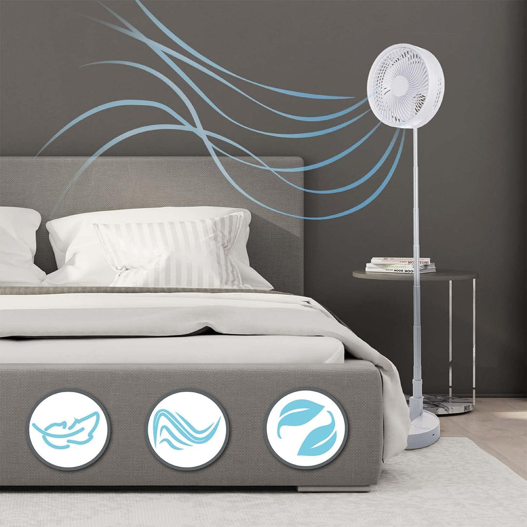 GOODS+GADGETS Faltbarer Tischventilator & Stand-Ventilator mit wiederaufladbarer Batterie mit 6000 m