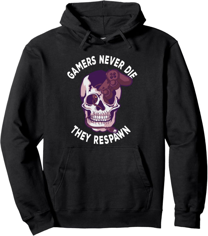 Gamers Never Die They Respawn | Cooler Gaming Schädel Pullover Hoodie