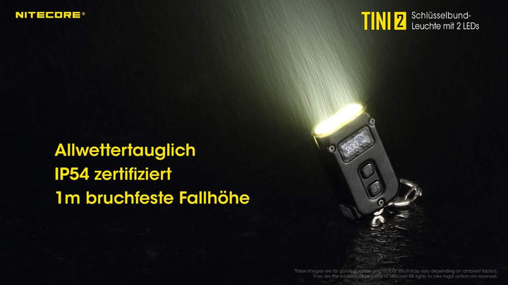 Nitecore Tini2 GR Schlüsselanhängerlampe, Unisex, Schwarz, 50 mm, Schwarz