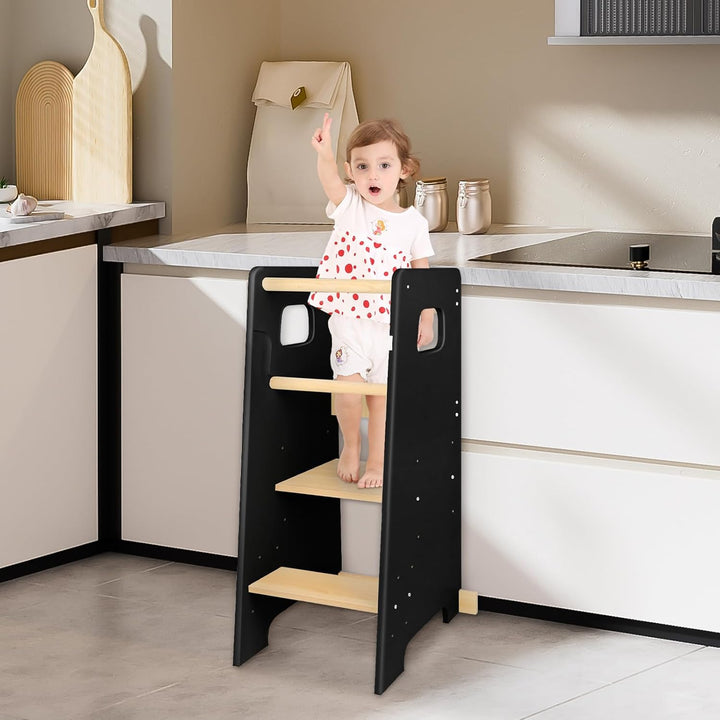 Lernturm für Kinder aus Robuster Holz - mit 3 höhenverstellbaren Ebenen - Tritthocker Kinder - Learn
