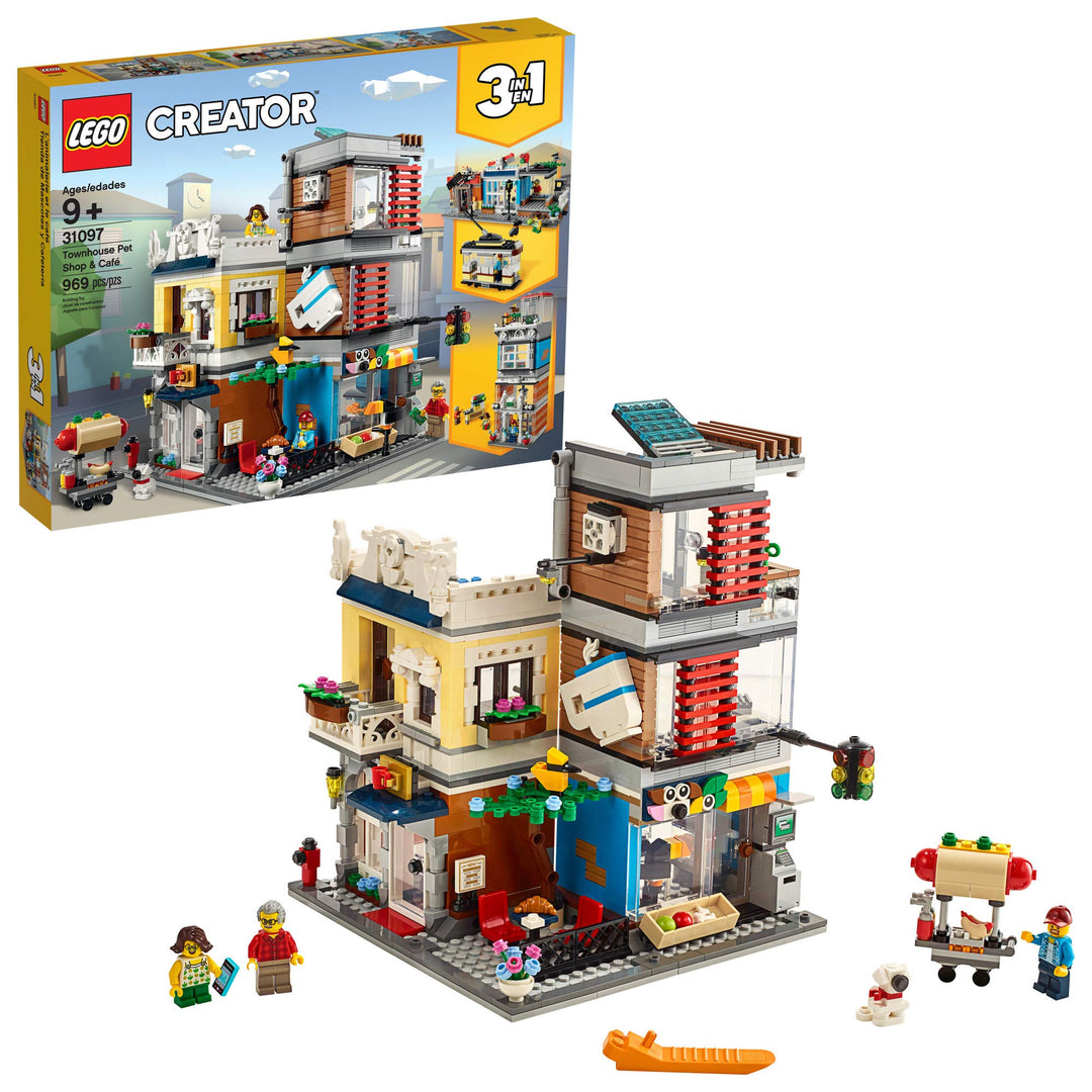LEGO Creator 3 in 1 Townhouse Pet Shop &amp; Café 31097 Toy Store Building Set with Bank, Town Playset w