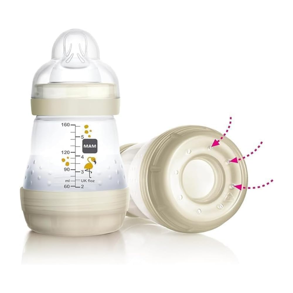 MAM Easy Start Babyflasche, 160 ml (2er-Set), Set mit 2 Anti-Kolik-Flaschen für gemischtes Stillen,