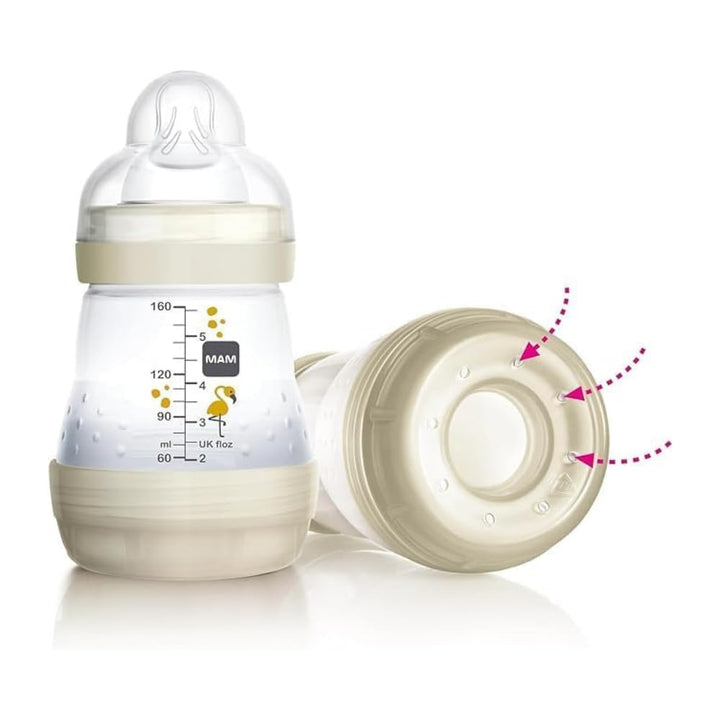MAM Easy Start Babyflasche, 160 ml (2er-Set), Set mit 2 Anti-Kolik-Flaschen, reduziert Luftblasen un