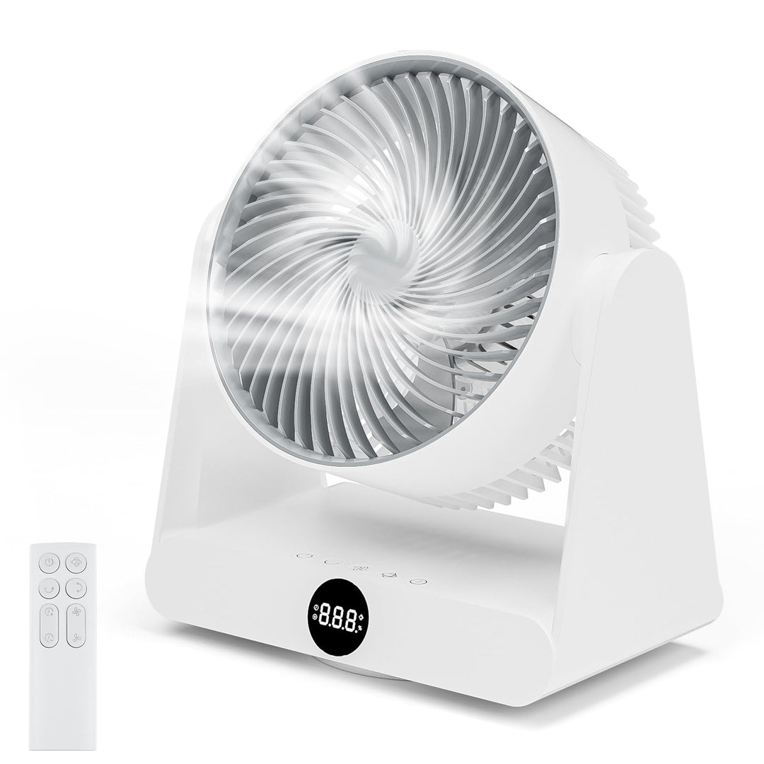 GuKKK Ventilator Leise, Tischventilator 28 DB, Starker Ventilator mit Fernbedienung, 3D Turbo-Luftzi