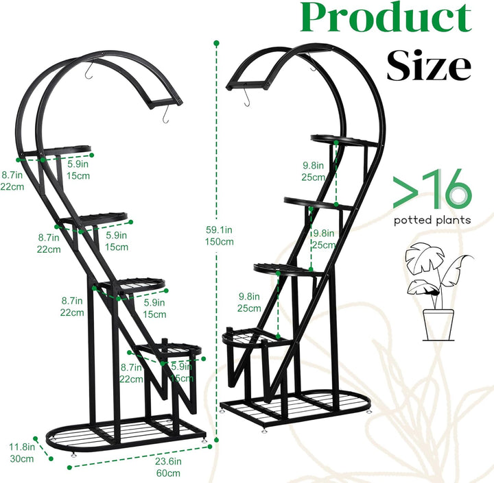 5-stufiger Pflanzenständer Metall Blumenständer für Metallsysteme mit Haken innen / aussen – mehrsch