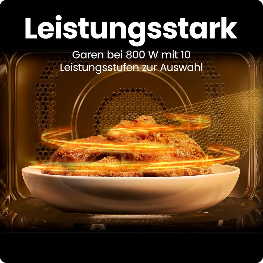 Chefman Mikrowelle 20L 800W 6 Voreinstellungen 10 Leistungsstufen Digitalanzeige Eco-Modus Memory-Fu