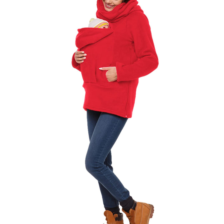 Tragejacke für Mama und Baby 3 in 1 Damen Langarm Kapuze Känguru Umstandsjacke Warm Tragepullover mi