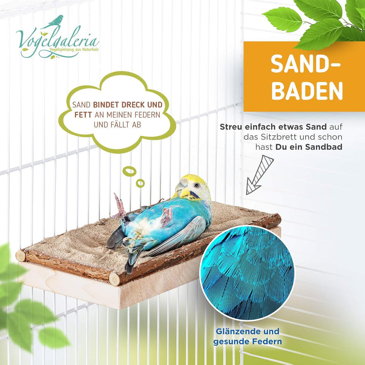 Vogelgaleria® Eck Sitzbrett 20x20cm mit Natur Holz Bordüre für Vögel wie Nymphensittich Wellensittic