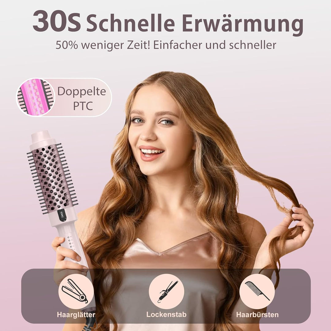 Thermal Brush, Thermobürste Negativ-Ionen, Elektrische Rundbürste mit 5 Temperaturstufen, Stylingbür