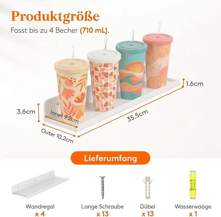 Lifewit Hängeregale für die Wand, 4er Pack Weisses 38CM Raumdeko für Bücherregal/Schallplatten Präse