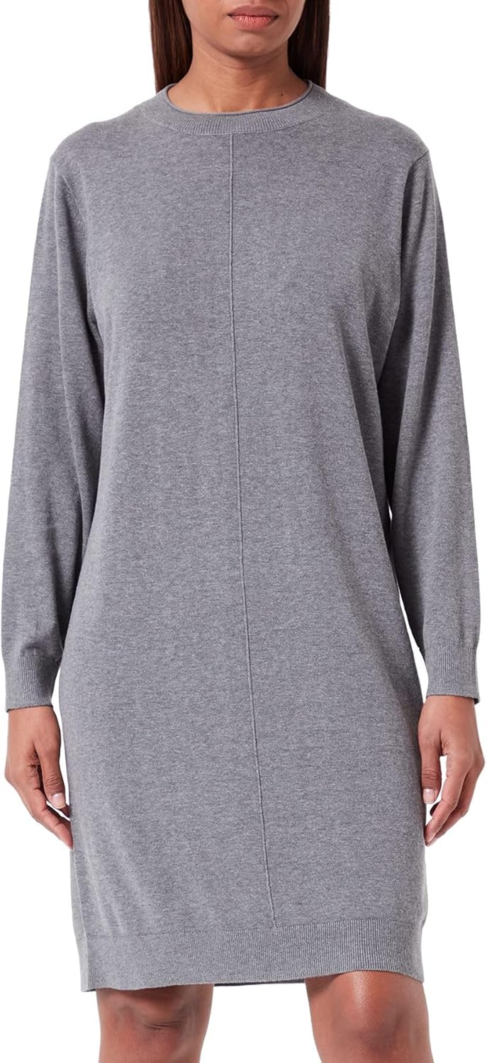 s.Oliver Damen Strickkleid mit Rundhalsausschnitt 46 Grau, 46 Grau