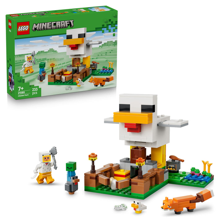 LEGO Minecraft Hühnerfarm - Spielzeug zum Bauen mit Hühner Fan Minifigur, Baby Zombie und Fuchs Figu