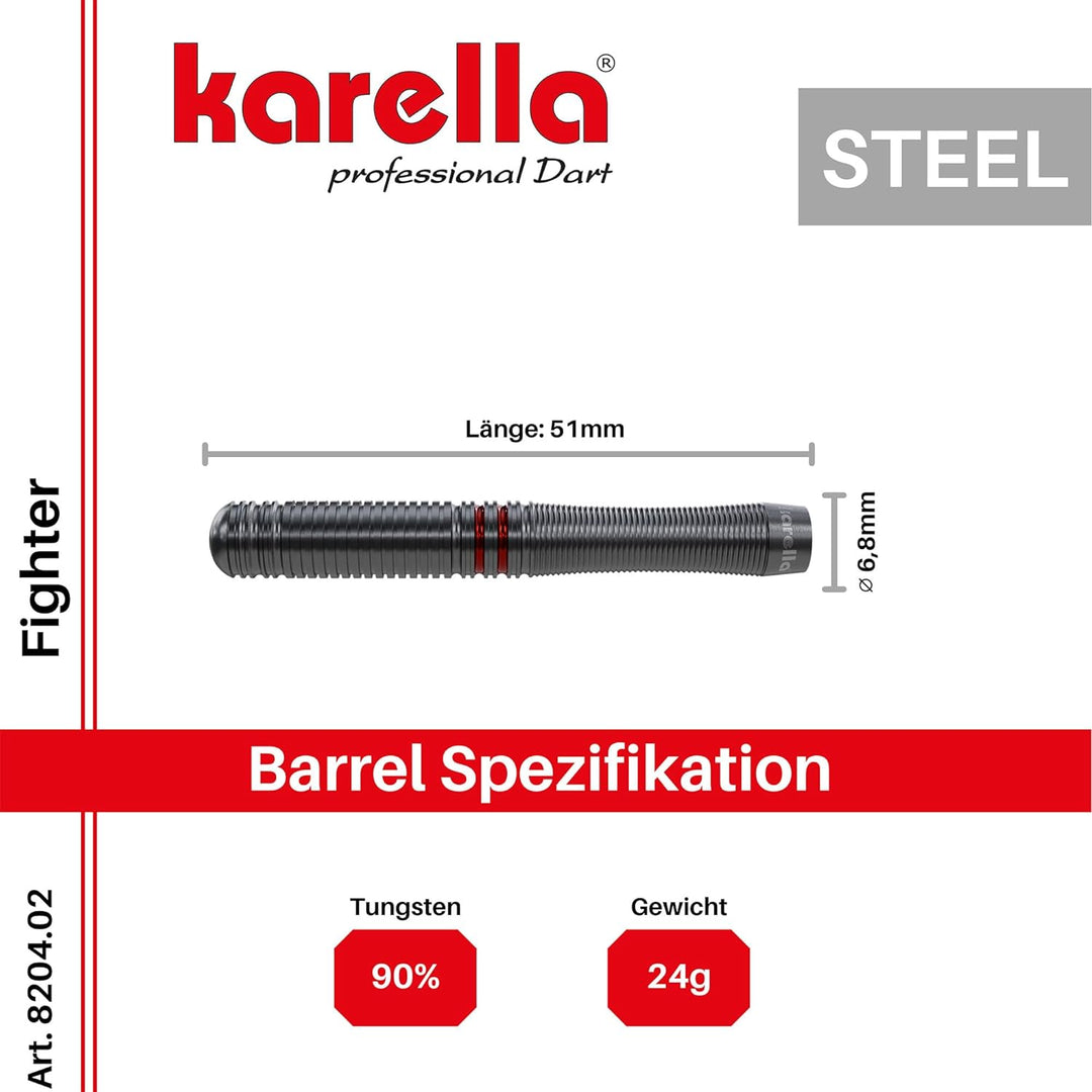 Karella Fighter Steeldart und Softdart, 90% Tungsten, 20g, 22g, 24g, für klassisches Dartboard, elek