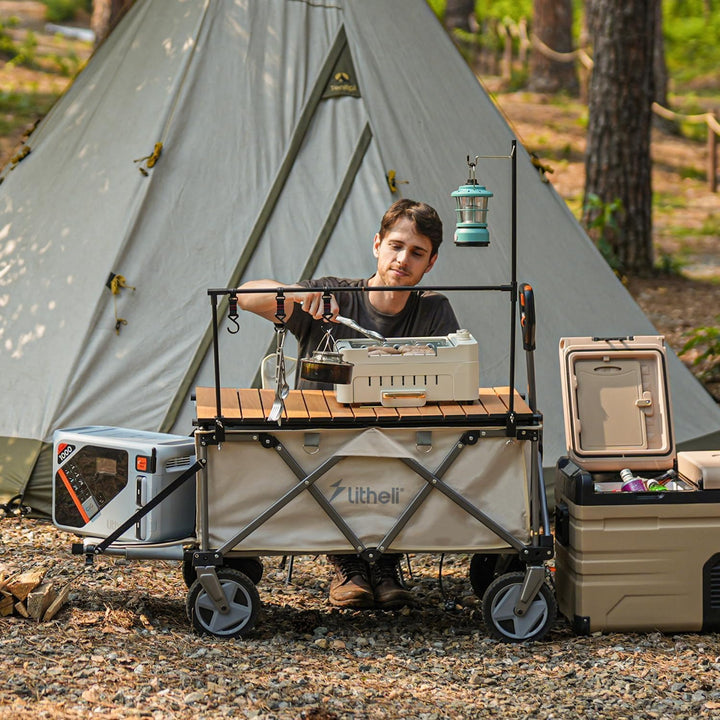 LiTHELi Faltbarer Camping Trolley Egg Roll Tischplatte, Wagon Tischplatte Leichter Faltbarer Camping