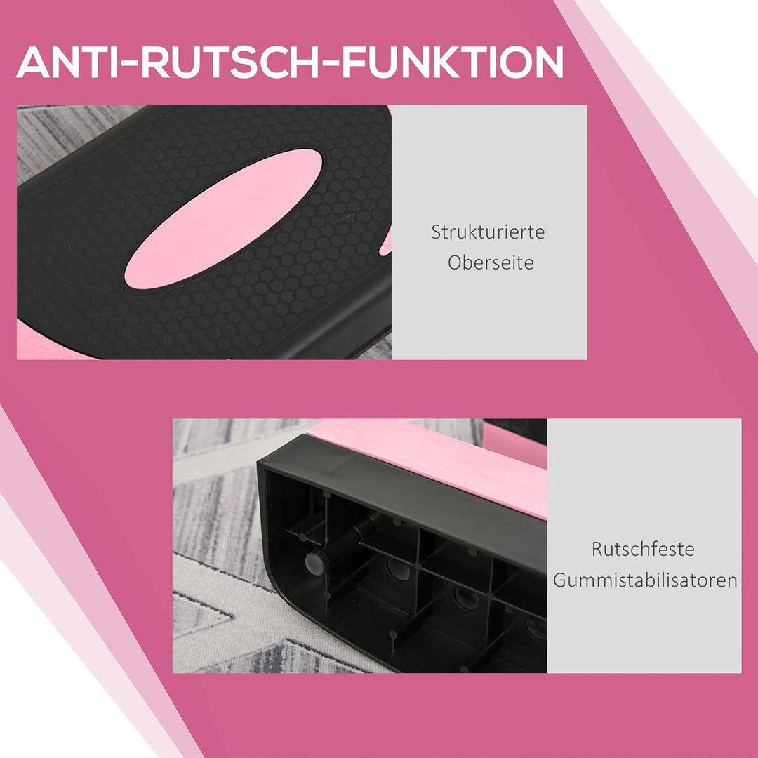 HOMCOM Steppbrett höhenverstellbar Fitness Stepper mit Antirutschbelag 3 Stufen (10/15/20 cm) Rutsch