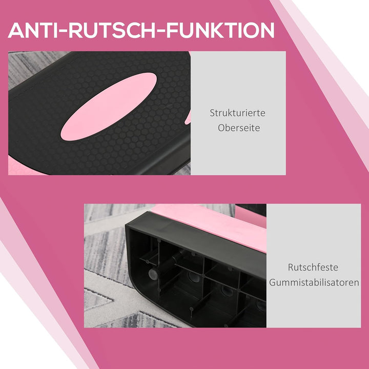 HOMCOM Steppbrett höhenverstellbar Fitness Stepper mit Antirutschbelag 3 Stufen (10/15/20 cm) Rutsch
