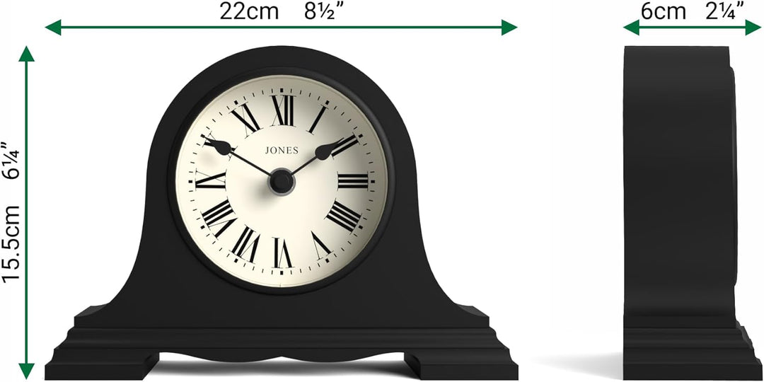 JONES CLOCKS® Speakeasy Kaminuhr – Napoleon-Hutuhr – Traditionelles/Klassisches Design - römische Zi