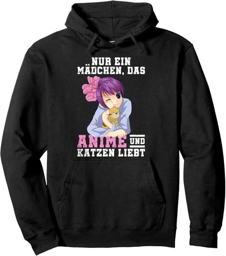 Nur ein Mädchen das Anime und Katzen liebt Kawaii Anime Pullover Hoodie