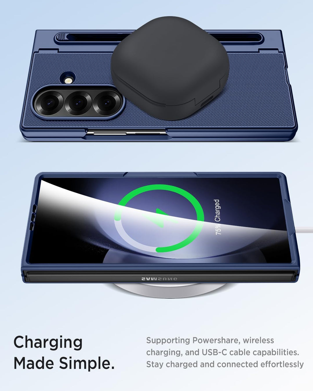 Miimall Kompatibel mit Samsung Galaxy Z Fold 5 Hülle mit S-Pen & Stifthalter, [HD Displayschutz] Ult