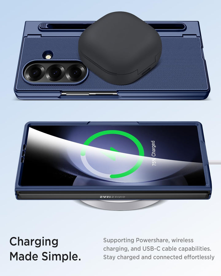 Miimall Kompatibel mit Samsung Galaxy Z Fold 5 Hülle mit S-Pen & Stifthalter, [HD Displayschutz] Ult