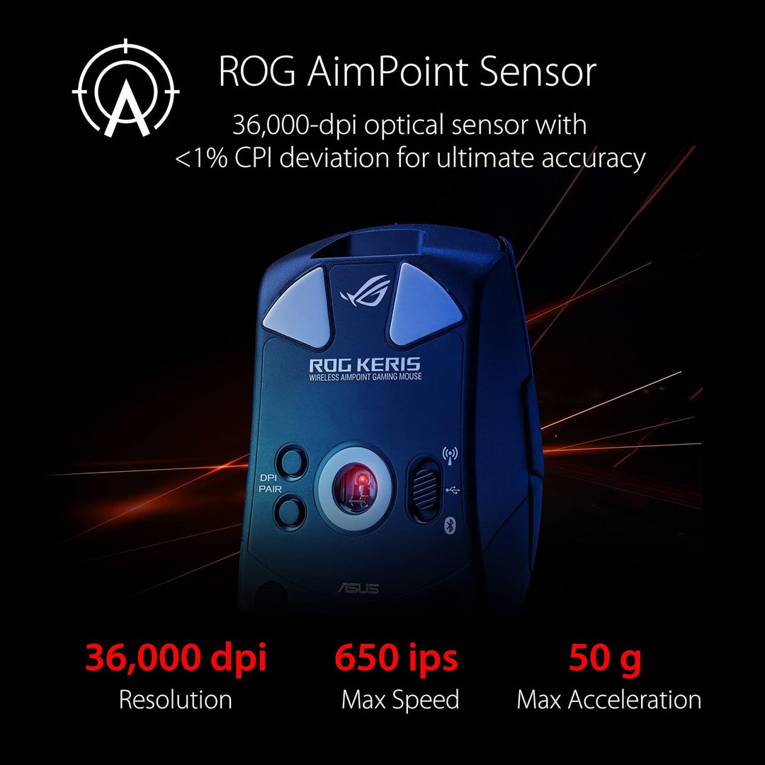 ASUS ROG Keris Wireless AimPoint RGB Gaming Maus (optischer ROG AimPoint-Sensor, 36.000 DPI, ROG Mic
