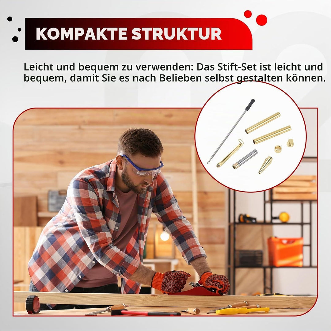 10 Set Stift-Set zum Drechseln, 7 mm Slimline-Stift-Drehset mit Nachfüll-Drehbank-Zubehör, Holzgefer