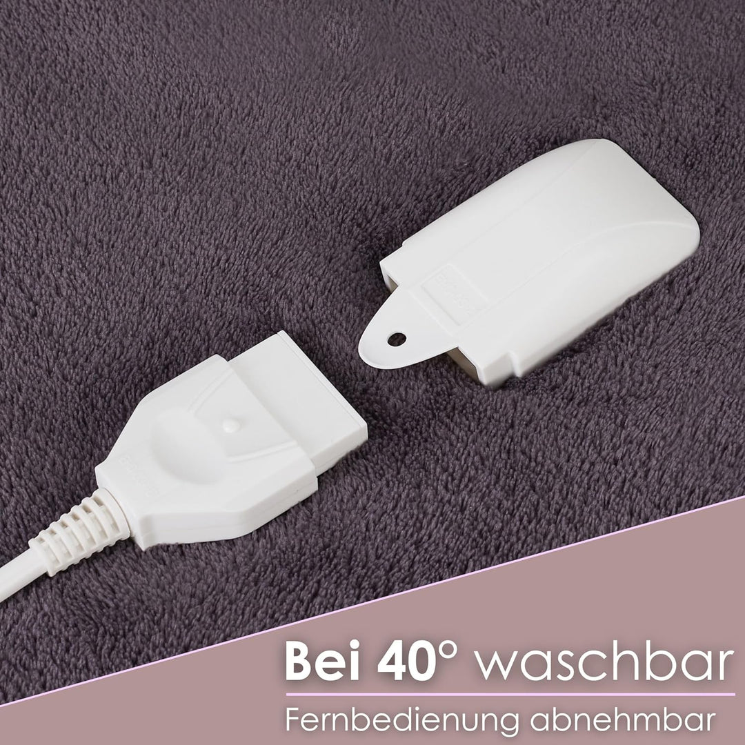 Zilan Elektrische Heizdecke mit Abschaltautomatik | Kuscheldecke | XXL 180 x 160 cm | Timer | bei 40