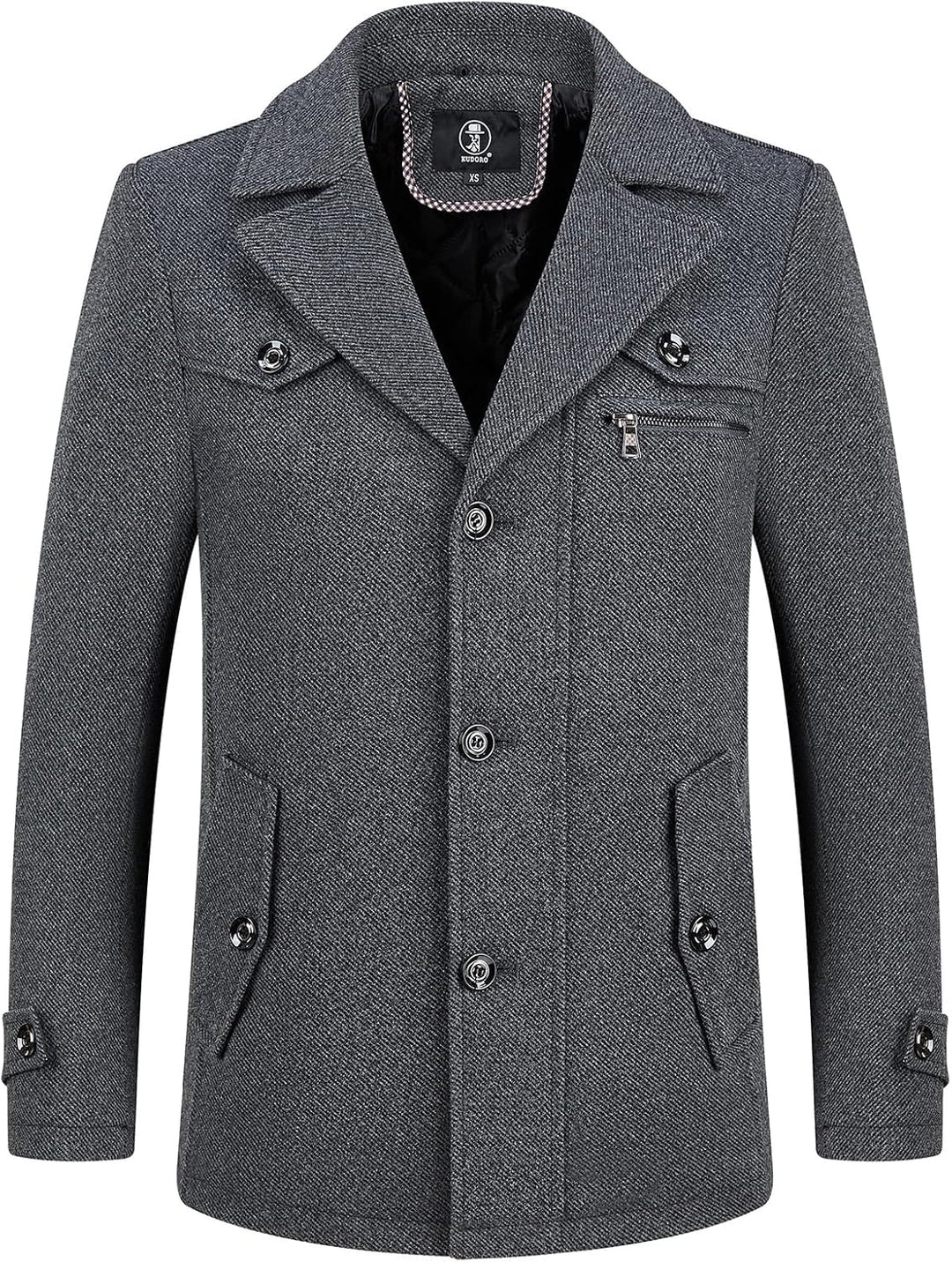 KUDORO Herren Wintermantel Wolle Kurzmantel Herren Wollmantel Mittellang Slim Fit für Business Freiz