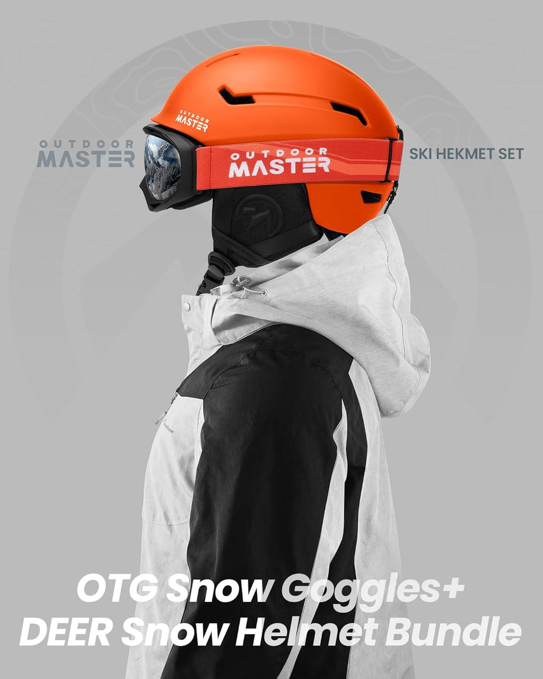 OutdoorMaster Skihelm-Set, Snowboard-Helm mit Brille für Erwachsene - 12 Belüftungsöffnungen - Skihe